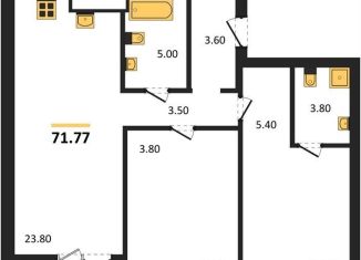 Продам двухкомнатную квартиру, 71.8 м2, Новосибирск, Заельцовский район, улица Аэропорт, 88