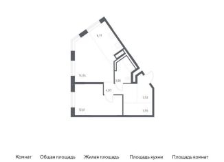 Продается 1-комнатная квартира, 49.2 м2, Ленинградская область, жилой комплекс Квартал Лаголово, 1