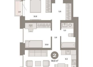 Продам 2-комнатную квартиру, 58.6 м2, Москва, Тагильская улица, 6/5, ВАО