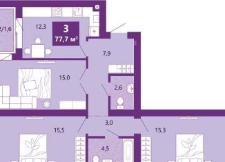 Продам 3-комнатную квартиру, 77.7 м2, Калининград, Таганрогская улица, 14