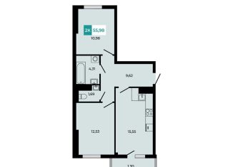 Продается двухкомнатная квартира, 56 м2, поселок Темерницкий, ЖК Темерницкий
