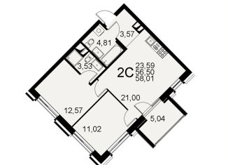 Продаю 2-ком. квартиру, 58 м2, Тульская область, Хлебная площадь