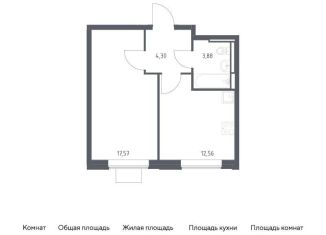 Продается 1-комнатная квартира, 38.3 м2, село Ям, жилой комплекс Прибрежный Парк, 10.1