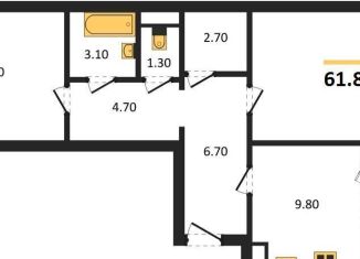 Продаю 2-комнатную квартиру, 61.8 м2, Воронеж, Железнодорожный район, улица Фёдора Тютчева, 105