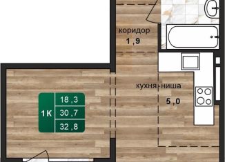 Продается однокомнатная квартира, 32.8 м2, Барнаул, Центральный район