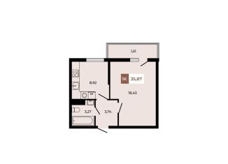 Продаю 1-комнатную квартиру, 35.9 м2, поселок Темерницкий, ЖК Темерницкий