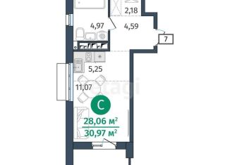 Продажа однокомнатной квартиры, 28.1 м2, Тюмень, Центральный округ