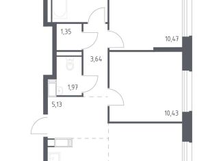 Продам 2-ком. квартиру, 53.8 м2, село Лайково