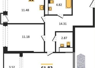 Продаю 2-комнатную квартиру, 61.8 м2, Воронеж, Железнодорожный район, набережная Чуева, 7