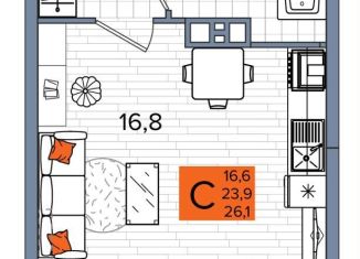 Квартира на продажу студия, 26.1 м2, Краснодар, улица Западный Обход, 65/1