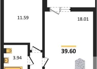 Продается 1-комнатная квартира, 39.6 м2, Воронеж, Ленинский район, улица 9 Января, 68Л