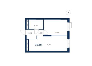 Продаю 1-ком. квартиру, 39.7 м2, Екатеринбург, Чкаловский район