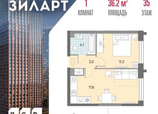 Продам 1-комнатную квартиру, 36.2 м2, Москва, жилой комплекс Зиларт, 21/22, метро Технопарк