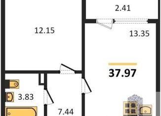 Продаю 1-комнатную квартиру, 38 м2, Воронеж, бульвар Победы, 12Б, Коминтерновский район