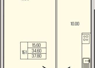 Продаю 1-комнатную квартиру, 37.8 м2, городской посёлок Кузьмоловский