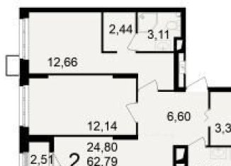 Продается 2-ком. квартира, 64.1 м2, Рязань, Железнодорожный район