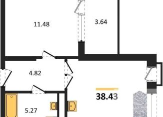 Продам 1-ком. квартиру, 38.4 м2, Воронеж, набережная Чуева, 7, Железнодорожный район