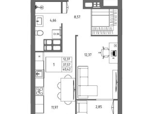 Продается 1-ком. квартира, 40.4 м2, Волгоград, Дзержинский район