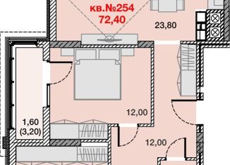 2-комнатная квартира на продажу, 72.4 м2, Калининградская область