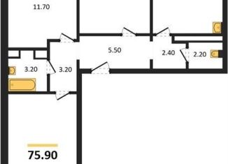 Продается 3-комнатная квартира, 75.9 м2, Воронеж, улица Шидловского, 28, Левобережный район