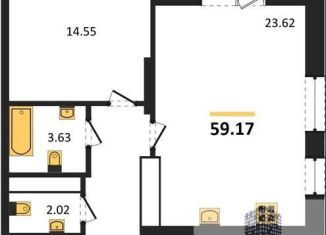 1-ком. квартира на продажу, 59.2 м2, Воронеж