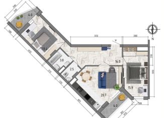 Продаю двухкомнатную квартиру, 74.3 м2, Воронеж, улица Фёдора Тютчева, 93/4, ЖК Микрорайон Боровое