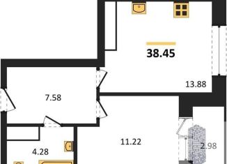 Продажа 1-ком. квартиры, 38.4 м2, Воронеж, Ленинский район