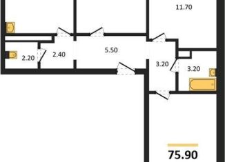 Продается 3-ком. квартира, 75.9 м2, Воронеж, улица Шидловского, 28, Левобережный район