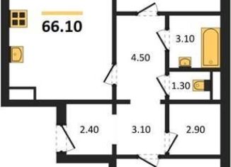 2-комнатная квартира на продажу, 66.1 м2, Воронеж, улица Фёдора Тютчева, 105, Железнодорожный район