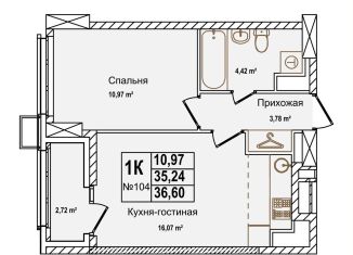 1-ком. квартира на продажу, 36.6 м2, Нижегородская область