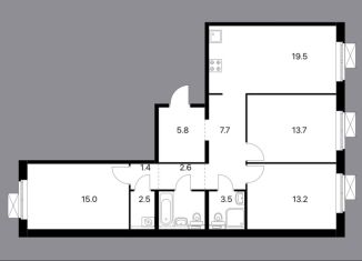 Сдаю в аренду 4-ком. квартиру, 87 м2, Люберцы, Весенняя улица, 6