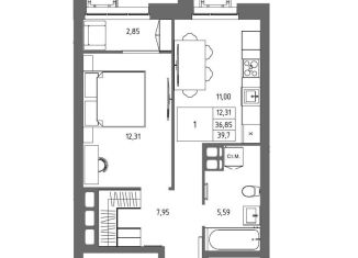 Продажа 1-ком. квартиры, 39.7 м2, Волгоград, Дзержинский район