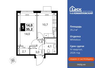 Продается 1-ком. квартира, 35.2 м2, Москва, Монтажная улица, вл8/24, район Гольяново