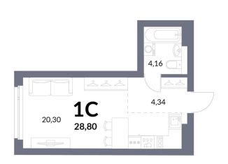 Продам квартиру студию, 28.8 м2, Новосибирск, метро Речной вокзал, Горская улица, 2/1