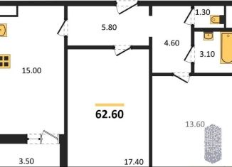 Продажа 2-ком. квартиры, 62.6 м2, Воронеж, улица Фёдора Тютчева, 105