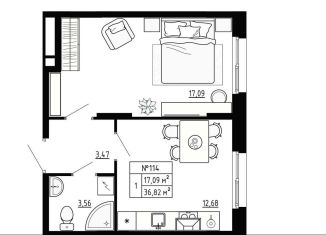 Продажа 1-ком. квартиры, 36.8 м2, Ленинградская область, улица Якова Золина