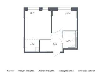 1-комнатная квартира на продажу, 39.3 м2, Тюмень, жилой комплекс Чаркова 72, 2.2