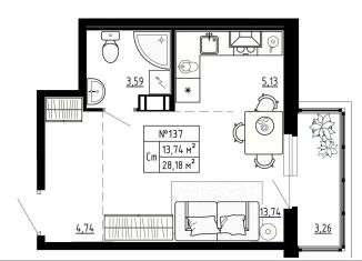 Продам квартиру студию, 28.2 м2, Ленинградская область, улица Якова Золина