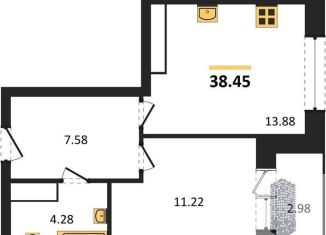 Продам однокомнатную квартиру, 38.4 м2, Воронежская область