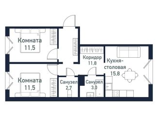 Продаю 2-комнатную квартиру, 56.6 м2, Челябинская область