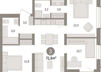 Продам 3-комнатную квартиру, 71.9 м2, Новосибирская область, улица Аэропорт, 88