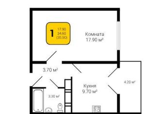 Продам 1-ком. квартиру, 35.9 м2, посёлок Отрадное, бульвар 70 лет Победы, 5