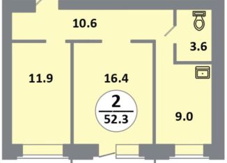 Продаю двухкомнатную квартиру, 52.3 м2, Красноярск, проспект 60 лет Образования СССР, 48, Советский район