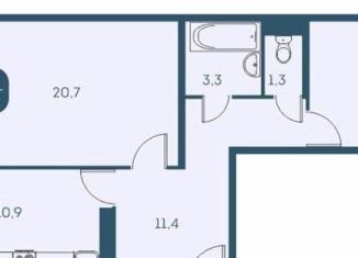 Продаю 2-ком. квартиру, 60.1 м2, Новосибирск, Междуреченская улица, 7/1, Ленинский район