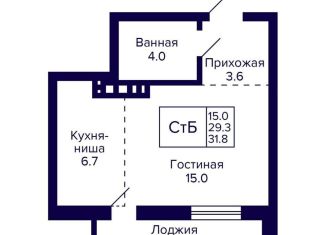 Продам квартиру студию, 31.8 м2, Новосибирск, улица Фрунзе, с1