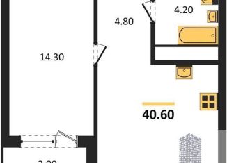 Продам 1-комнатную квартиру, 40.6 м2, Воронеж, Железнодорожный район