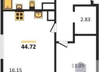 Продажа однокомнатной квартиры, 44.7 м2, Воронеж, Ленинский район