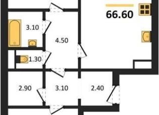 Продажа двухкомнатной квартиры, 66.6 м2, Воронеж, Железнодорожный район, улица Фёдора Тютчева, 105