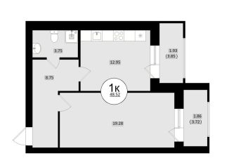 Продажа однокомнатной квартиры, 48.5 м2, Самара, метро Российская