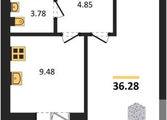 1-комнатная квартира на продажу, 36.3 м2, Воронеж, улица Курчатова, 26Б, Советский район